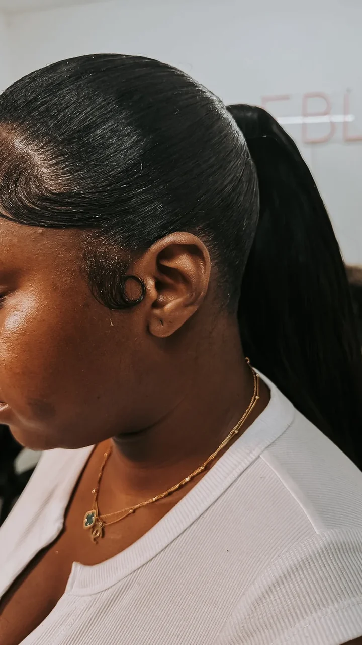 Sleek ponytail result created at Hair by Finocas