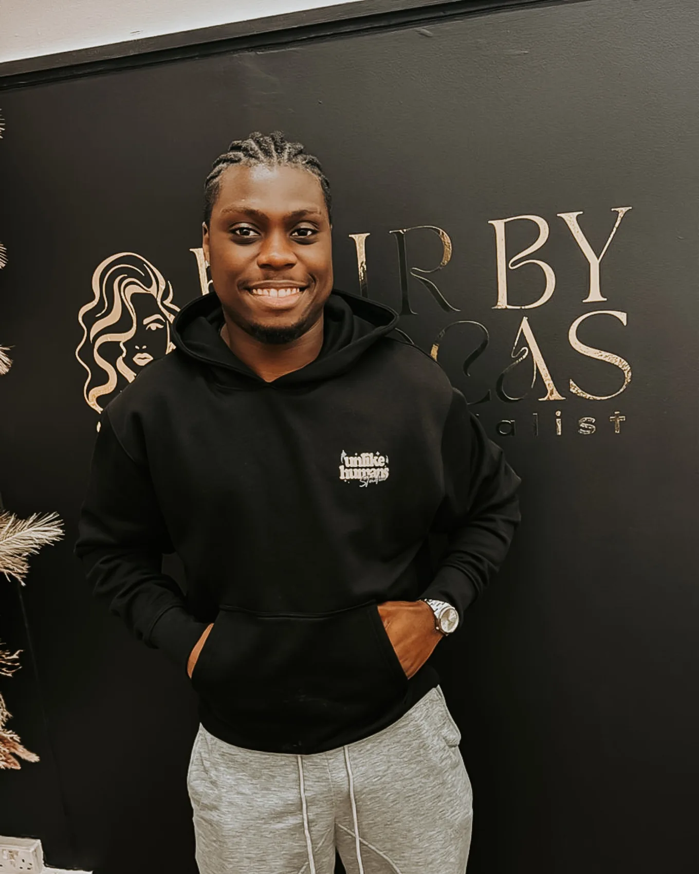Neat cornrow hairstyle for a male client